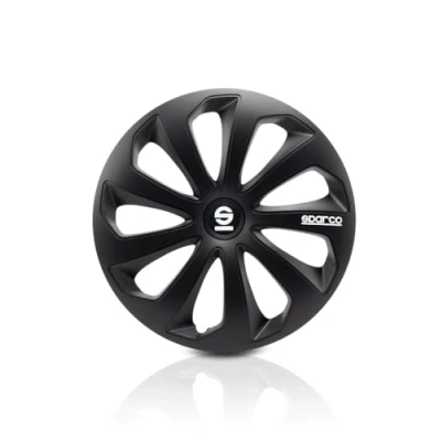 Image of SPARCO SPC1570BK Sicilia Wheel Covers, Black, Set of 4, 15&quot;