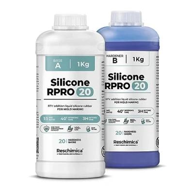 Image of R PRO 20 (2 kg /70,55 oz) Silicone Rubber for Medium Hardness Moulds,Silicone Mould Making kit DIY, 100% safe,high Tear Resistance,1:1 mix ratio