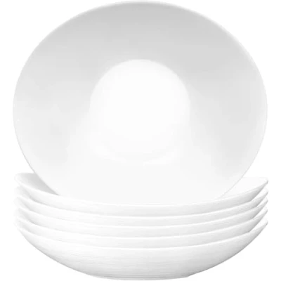 Image of 6x White 23cm Prometeo Oval Glass Soup Plates By Bormioli Rocco