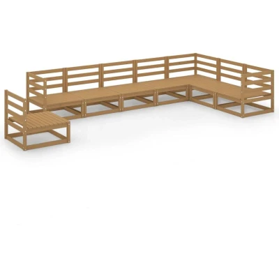 Image of vidaXL 8 Piece Garden Lounge Set Honey Brown Solid Pinewood