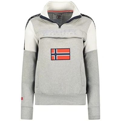Image of Geographical Norway Fagostino Lady Women&#039;s Zip Hoodie Pockets Sweatshirt Sweater Long Sleeve Warm Jacket Season Spring Summer Fall Winter (Light grey M)