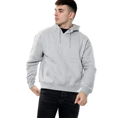 Image of True Face Mens Hoodie Pullover Classic Hooded Top Plain Ribbed Cuff Long Sleeve Sweatshirt Pull Over Hoody Grey 2, Medium
