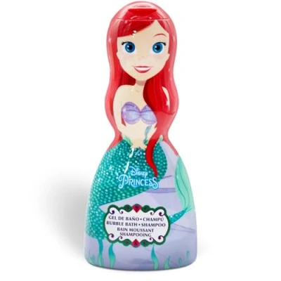 Image of Disney Ariel The Little Mermaid Kids 2 in 1 Bubble Bath &amp; Shampoo Gentle, Paraben Free Hair Wash with Vitamin E A, pH Balanced for Sensitive Skin Scented, Children Aged 3+, 250ml