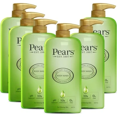 Image of Pears Pure &amp; Gentle Body Wash with Lemon Flower Extract Nourishing Gel Cleanser Crafted Natural Oils 10x More Moisturiser* Beauty Bath for Moisturising Care 500ml (6 Pack)
