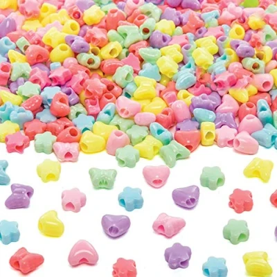 Image of Baker Ross Pastel Mixed Pony Beads Pack of 400, Easter Crafts, Craft For Kids (AT405)