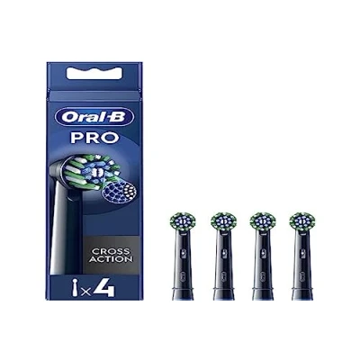 Image of Oral B Pro Cross Action Electric Toothbrush Heads Black (Pack of 4)