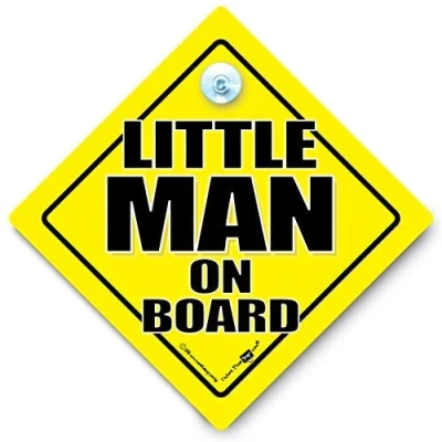 Image of Little Man On Board Car Sign, Baby Suction Cup Window Small Person Sign