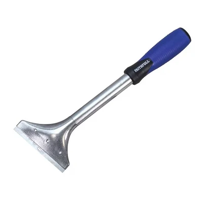 Image of Faithfull FAISCRA100LH Soft Grip 4in Long Handled Heavy Duty Scraper With 5 Spare Blades