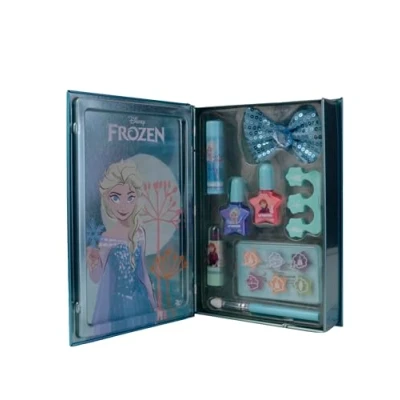 Image of Lip Smacker Frozen Beauty Book Tin, Makeup Set for Kids with Balm, EyeShadows, Nail Polishes, and Hair Accessories Included.