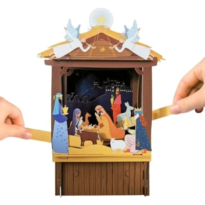 Image of Alljoy Design Paper Theatre Nativity Scene 3D Pop Up Christmas Greeting Card By Cards XPT005, 20cm x 25cm