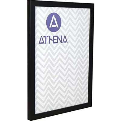 Image of Athena Matt Black Thin Block Premium Wood Picture Frame 35 x 50cm 50 cm Photo 35x50 with Clear Styrene Sheet &amp; Wall Mounted Hook
