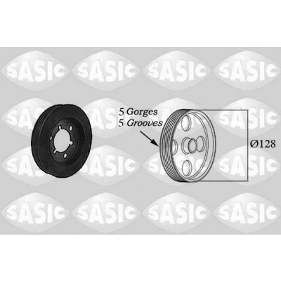 Image of 0515J3 Crankshaft Pulley SASIC 2150025 128mm PEUGEOT: Partner I Van, CITROËN: Berlingo / First