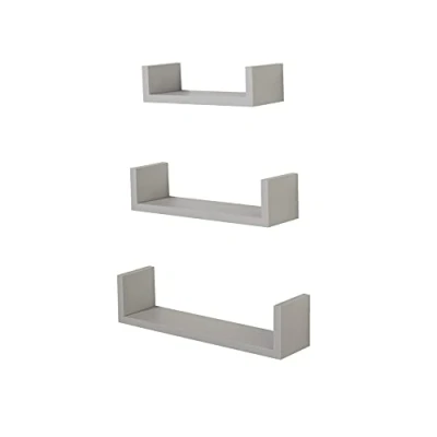 Image of Core Products, Hudson 3 &quot;U&quot; Shaped Floating Shelf Kit Light Grey