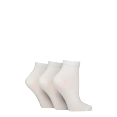 Image of Women&#039;s 3 Pair SOCKSHOP Plain and Patterned Bamboo Ankle Socks White 4 8