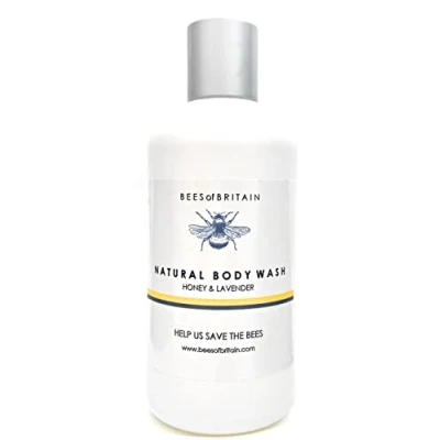 Image of Bees of BRITAIN 99% Natural Body Wash Honey, Lavender. No Sulfates/Parabens. pH 5.5, Sensitive Skin. We Donate 5% our Profit to Save + Pollinators. 250ml