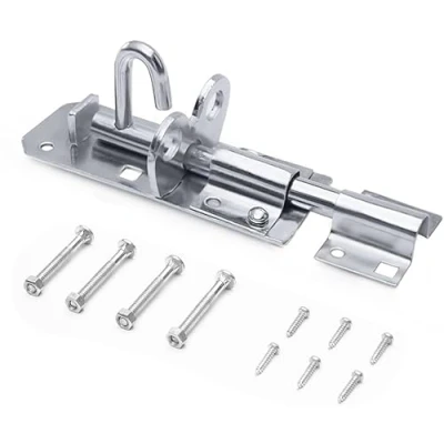 Image of Garden Mile Door Bolt Inch Sliding Lock Heavy Duty Steel Perfect Indoors Or Outdoors Gate Latch Bolts for Doors Gates Security (2, 4&quot; Silver Brenton Bolt)