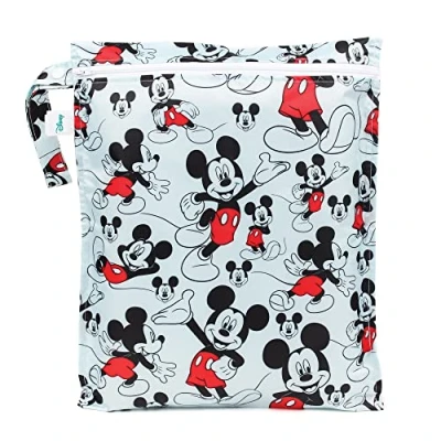 Image of Bumkins Waterproof Wet Bag, Disney Washable, Reusable for Travel, Beach, Pool, Stroller, Diapers, Dirty Gym Clothes, Swimsuits, Toiletries, 12x14 Mickey Mouse
