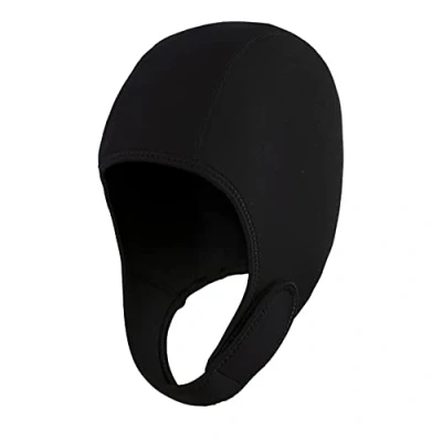 Image of Men Women Swim Cap with Chin Strap Swimming Thermal Hat Head Warm Diving Neoprene Nylon Wetsuit Hood Adjustable for Surfing Rafting