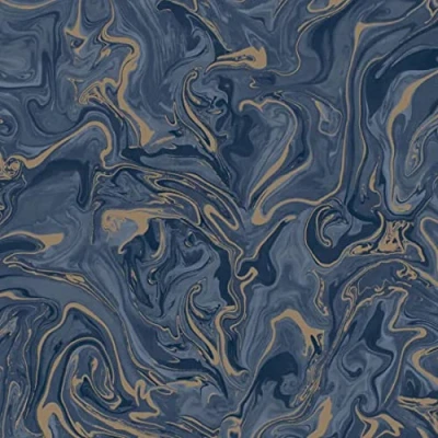 Image of Fine Decor Marble Navy Blue Gold Metallic Paste The Paper Wallpaper