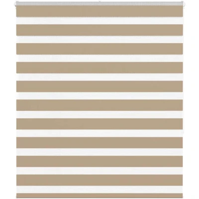 Image of vidaXL Zebra Blind Sand Brown 130x150 cm Fabric Width 125.9 Polyester