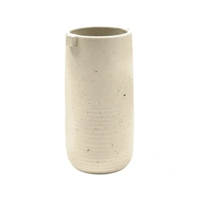 Image of Ivyline Aurora Terrazzo Handle Tall Vase in Oat Premium Quality Waterproof Indoor Houseplant Pot with Handles H30cm x D14cm