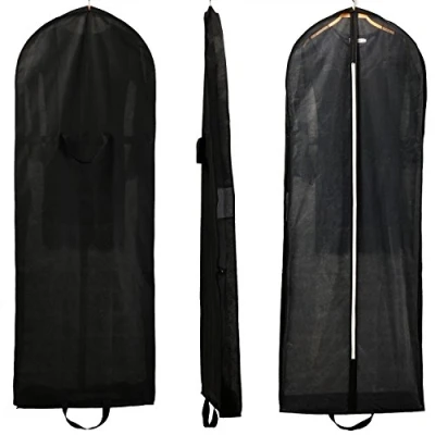 Image of HIMRY® [3x] Breathable Garment Clothes Cover Bag 60&quot; Long with Zip, two pockets, for dresses, evening suits, coats, jackets, trousers and longer clothes, KXB107 black 3x