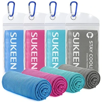 Image of Sukeen Cooling Towel, Towels 4 pack, Stay Cool Ice for Neck, Cold Gym Towel Men Women (4pcs, Royal Blue/Rose Red/Blue/Dark Gray)