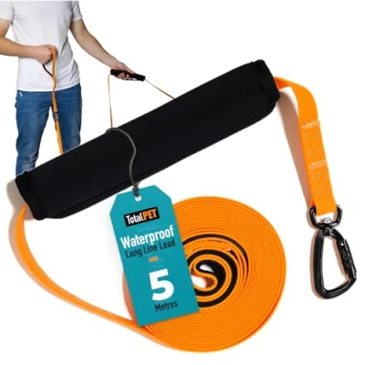 Image of Total Pet Training Lead for Dogs, Waterproof Long Line Recall &amp; Obedience Extra Dog Suitable all Sized Dogs (5m, Carabiner Clip)
