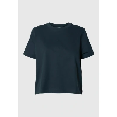 Image of SELECTED FEMME Women&#039;s Slfessential SS Boxy Tee Noos T Shirt, Dark Sapphire, M