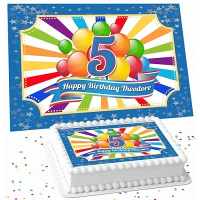 Image of HAPPY BIRTHDAY RECTANGLE PERSONALISED ICING EDIBLE COSTCO CAKE TOPPER DECORATION