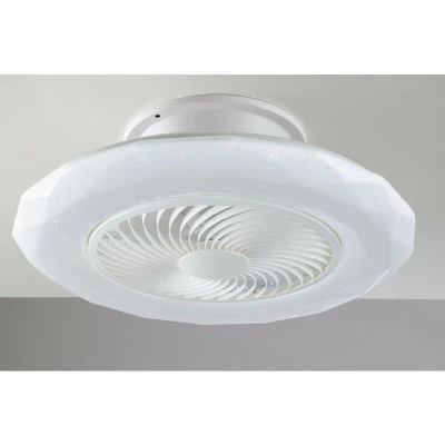 Image of Skyron LED Ceiling Lamp With Fan, Wifi Smart, Voice Control, White Starry Sky Effect,