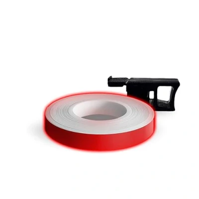 Image of 4R Quattroerre.it 10282 Refractive Wheel Stripes with Applicator Tool 7 mm x 6 mt, Red
