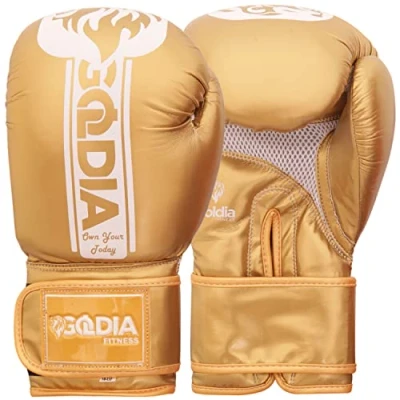Image of Boxing Sparring Gloves In Faux Leather l For Men&#039;s And Women&#039;s (Golden, 10oz)