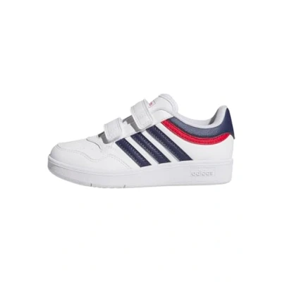 Image of adidas Hoops 4.0 Shoes, FTWR White/Dark Blue/Better Scarlet, 2.5 UK Child