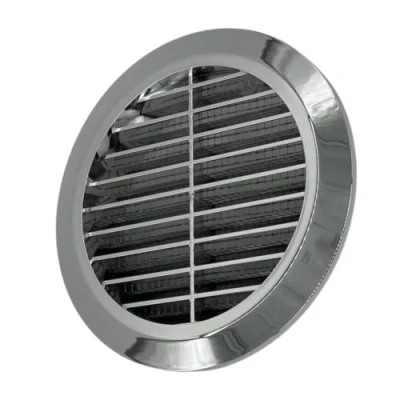 Image of Circle wall grille cover fits 100mm duct , CHROME with fly net(T30m)