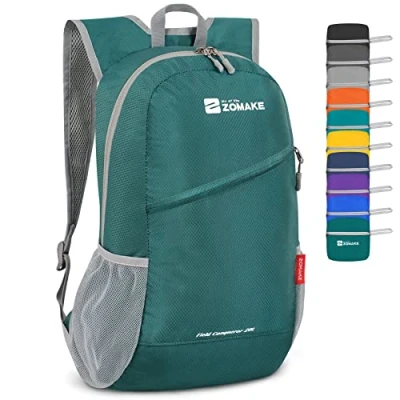 Image of ZOMAKE Foldable Backpack Lightweight Rucksack 20L,Ultra Packable Small Backpacks Water Resistant for Travel Hiking Camping Walking Daypack Men Women(Green)