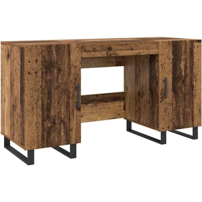 Image of vidaXL Desk with Shelf Old wood 140 x 50 75 cm Engineered