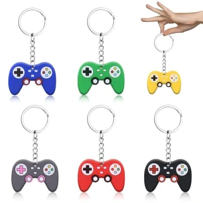 Image of TuseRxln Kids Video Gaming Handle Keyring, 6PCS Game Party Bag Fillers Fun Keychains Retro Portable for Birthday Gift Boys Girls.