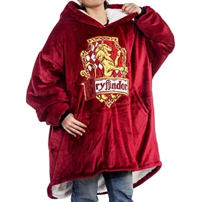 Image of Harry Potter: Gryffindor Oversized blanket Hoodie Comfortable, soft, warm, plush hooded wearable for men and women with Sherpa fleece lining pockets
