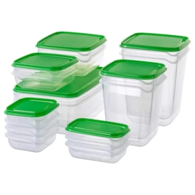 Image of IKEA PRUTA BPA FREE FOOD CONTAINER, SET OF 17, MICROWAVE,FREEZER,DISHWASHER SAFE ;from#bestshop201314