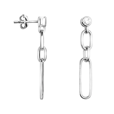 Image of SOFIA MILANI Women&#039;s Earrings 925 Silver with Zirconia Stones Chain Dangle Earring E2040