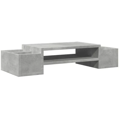Image of vidaXL Monitor Stand with Storage Concrete Grey 70x27x15 cm Engineered Wood