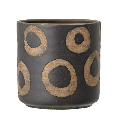 Image of Bloomingville Flower Pot, Terracotta, Black, 12cm
