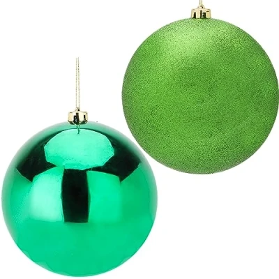 Image of Christmas Concepts® Pack Of 2 200mm Baubles Shiny &amp; Glitter Design Giant (Emerald Green)
