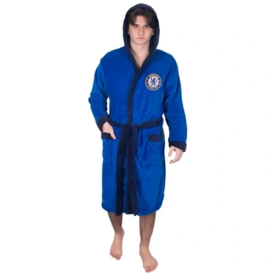 Image of Chelsea FC Official Football Gift Mens Fleece Dressing Gown Robe Royal XXL