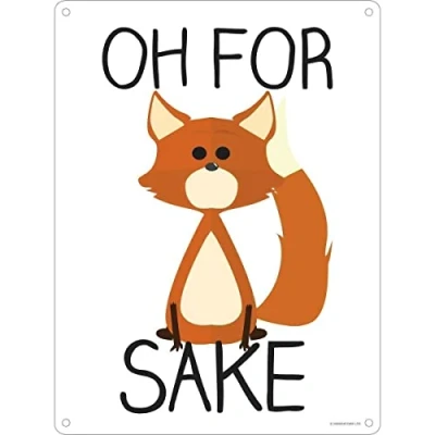 Image of Grindstore Oh For Fox Sake Mini Tin Sign White 15x20cm