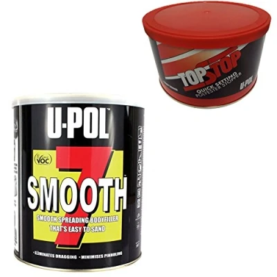 Image of Smooth 7 U Pol Car Body Polyester Filler 3L &amp; Top Stop Finishing Stopper 750ml