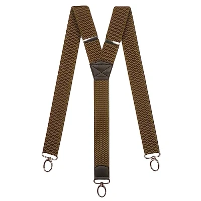 Image of Olata Heavy Duty Y Shape Braces/Suspenders with Carabiner Clips 4cm. Olive Green
