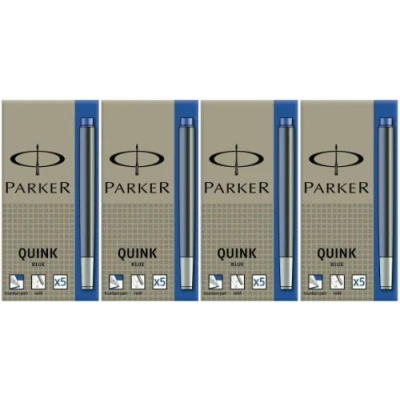 Image of Parker Quink Ink Cartridges Blue (Pack of 20) (4 x 5)