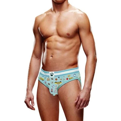 Image of Prowler New York City Brief in Blue &amp; White, With Elasticated Branded Waist, Size XXL 36&quot; 38&quot; Waist